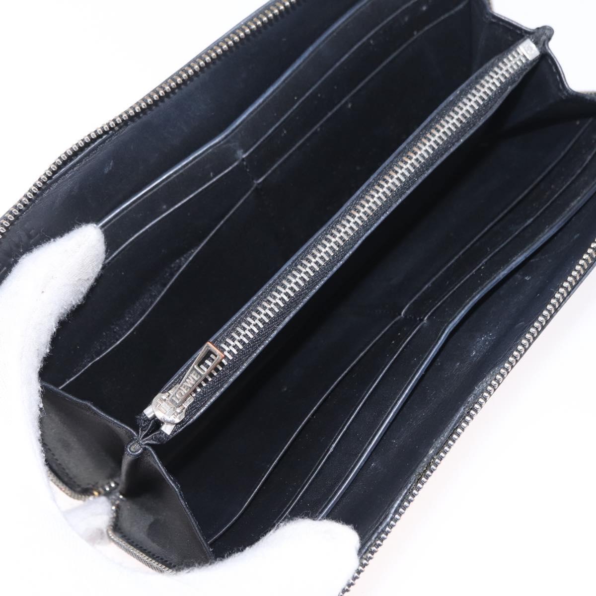 LOEWE Anagram Zippy Wallet Leather Silver Rainbow Auth 167801