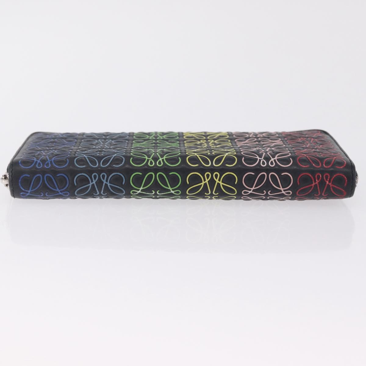 LOEWE Anagram Zippy Wallet Leather Silver Rainbow Auth 167801