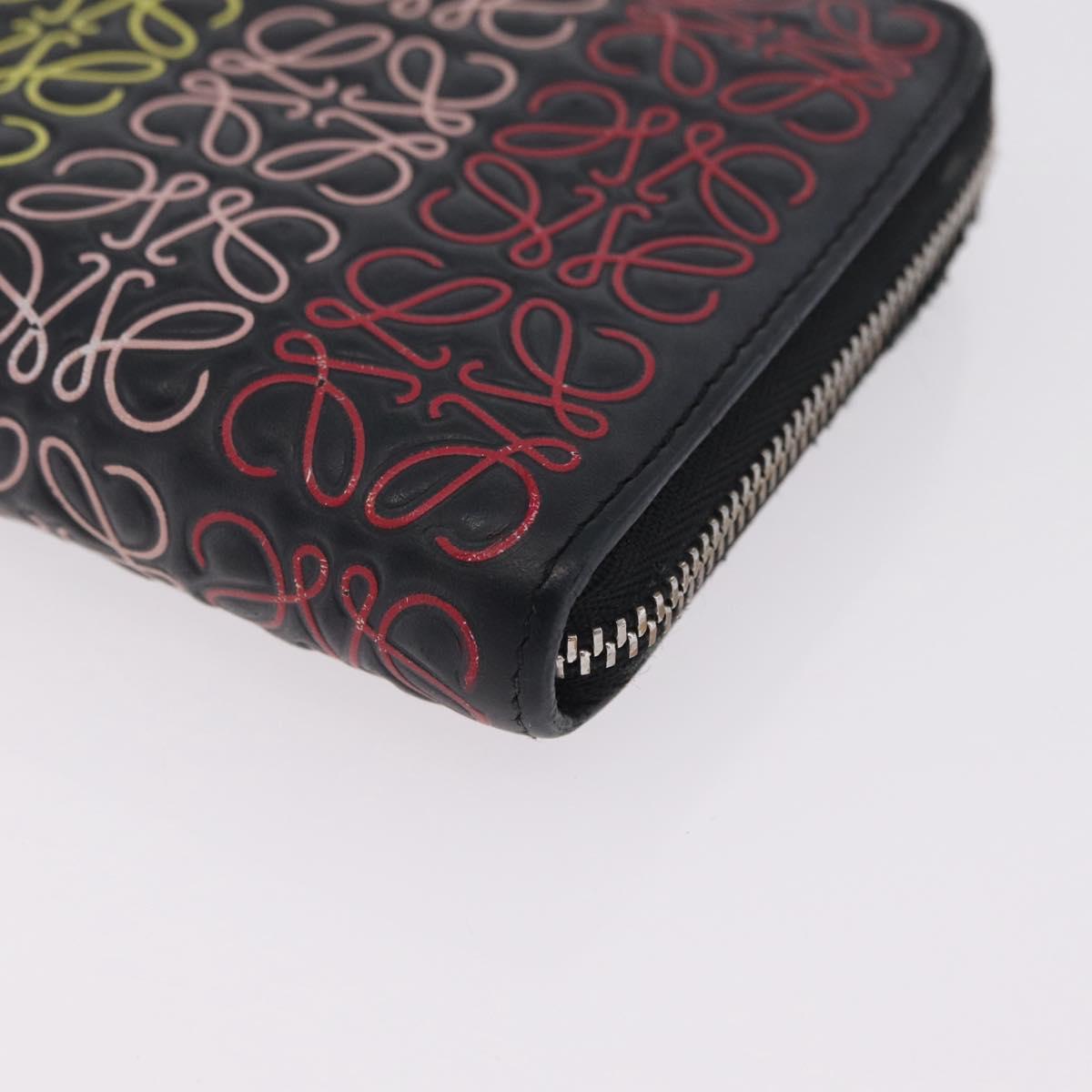 LOEWE Anagram Zippy Wallet Leather Silver Rainbow Auth 167801
