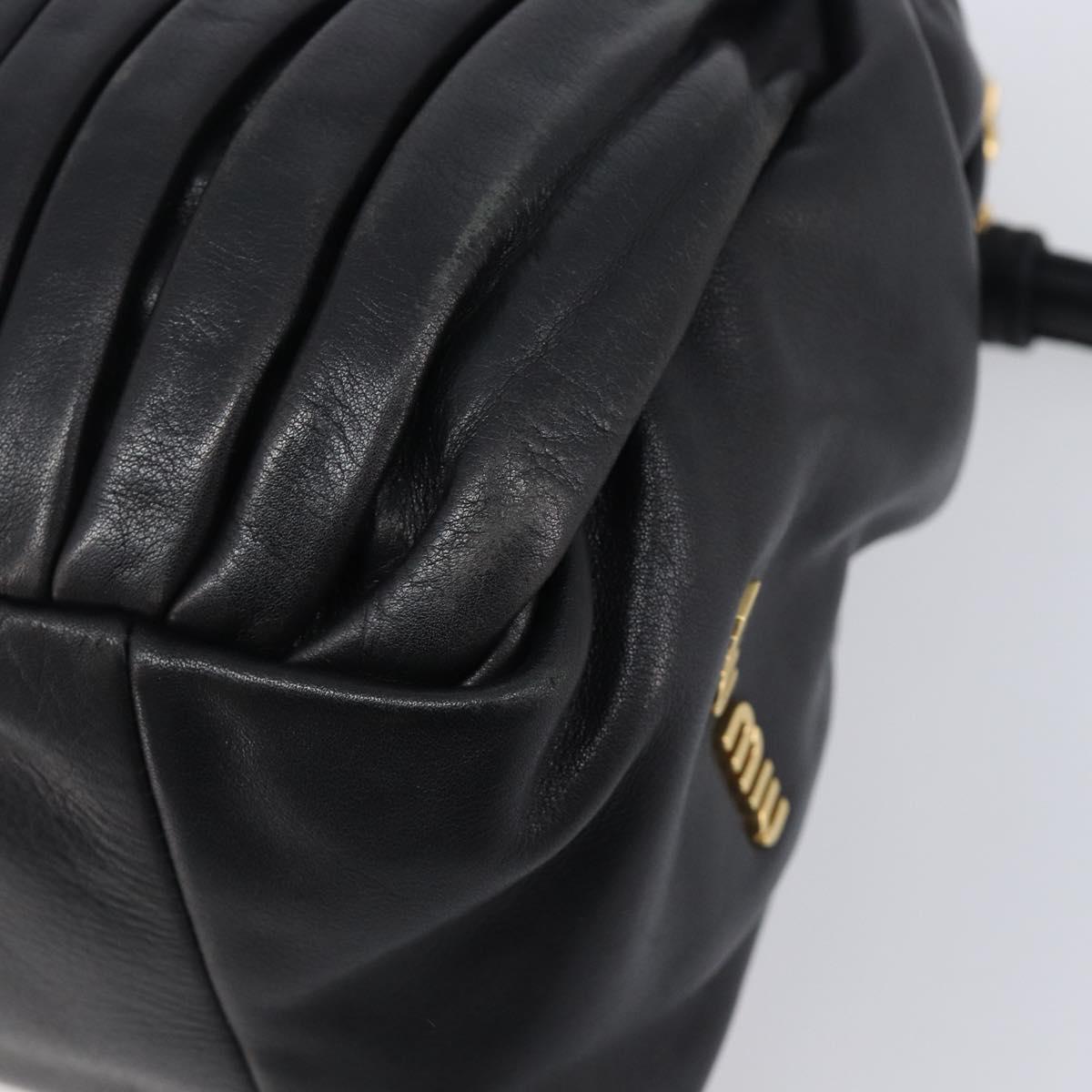 Miu Miu Hand Bag Leather 2way Black Gold Auth 167802M