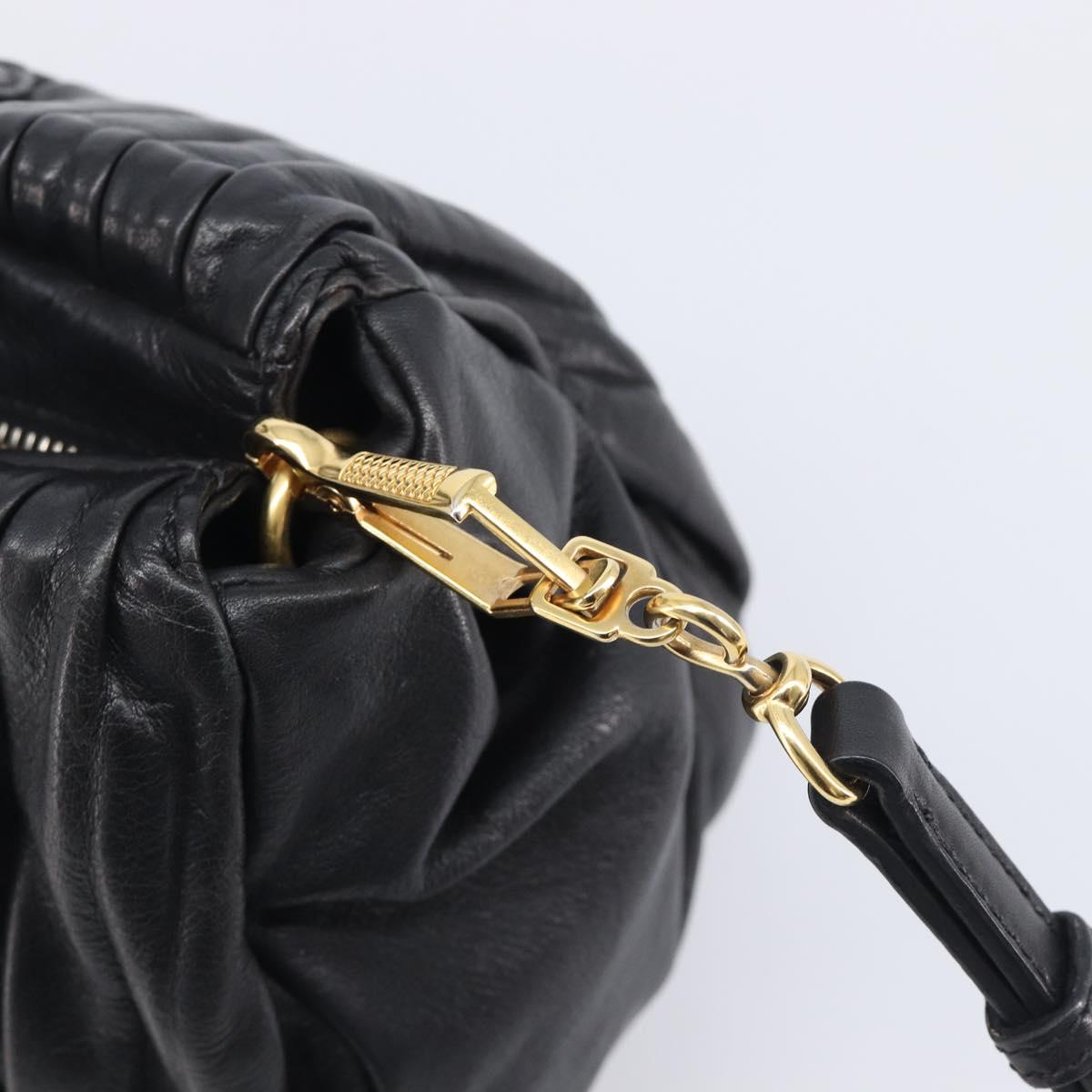 Miu Miu Hand Bag Leather 2way Black Gold Auth 167802M