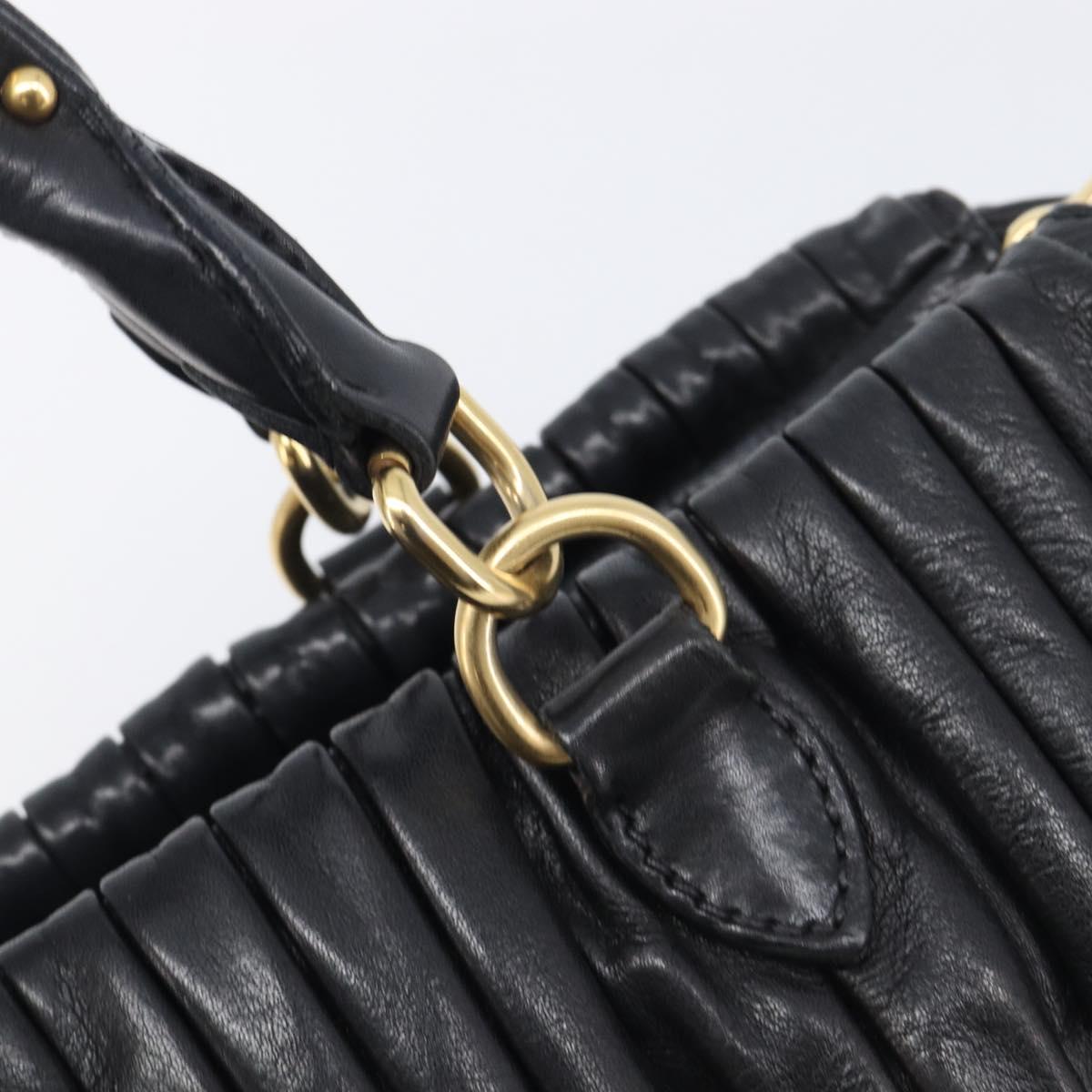Miu Miu Hand Bag Leather 2way Black Gold Auth 167802M