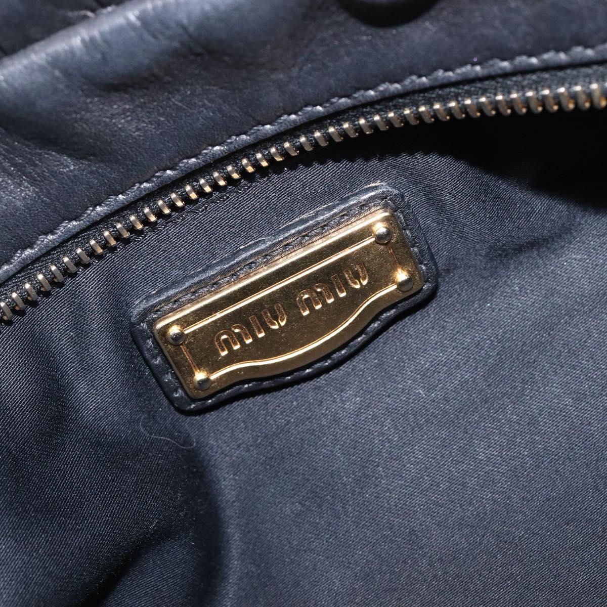 Miu Miu Hand Bag Leather 2way Black Gold Auth 167802M