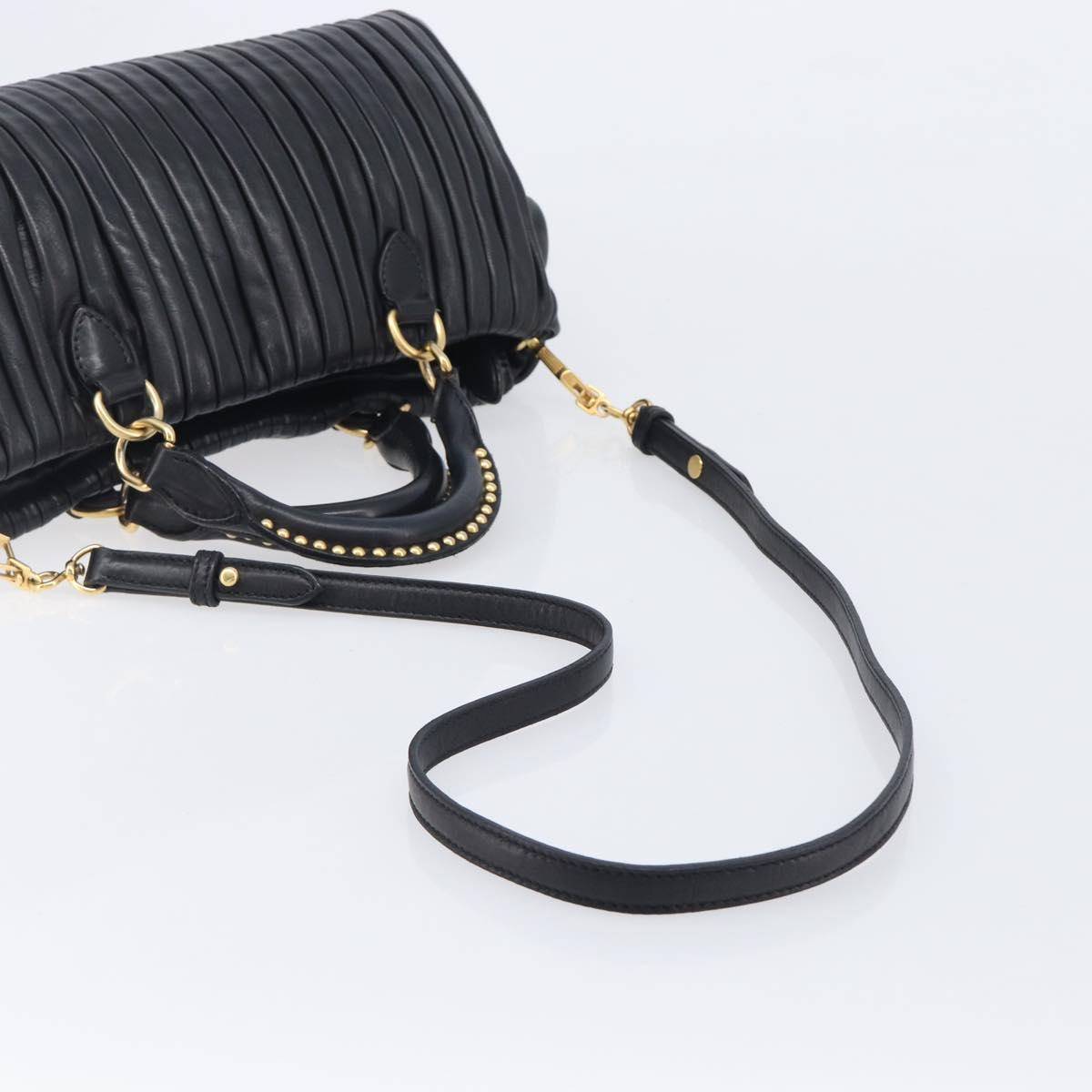 Miu Miu Hand Bag Leather 2way Black Gold Auth 167802M