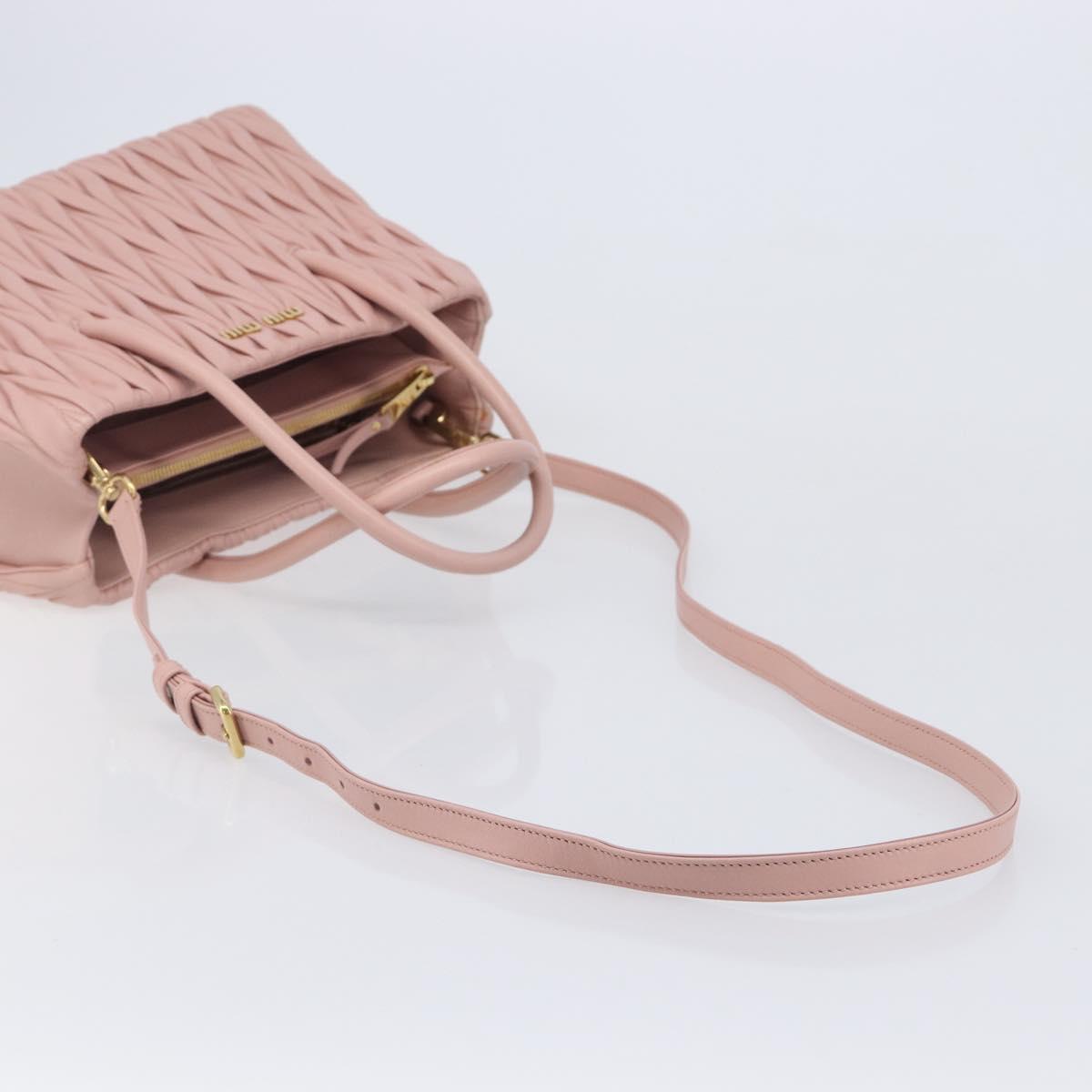 Miu Miu Matelasse Hand Bag Leather 2way Pink Gold Auth 167803M