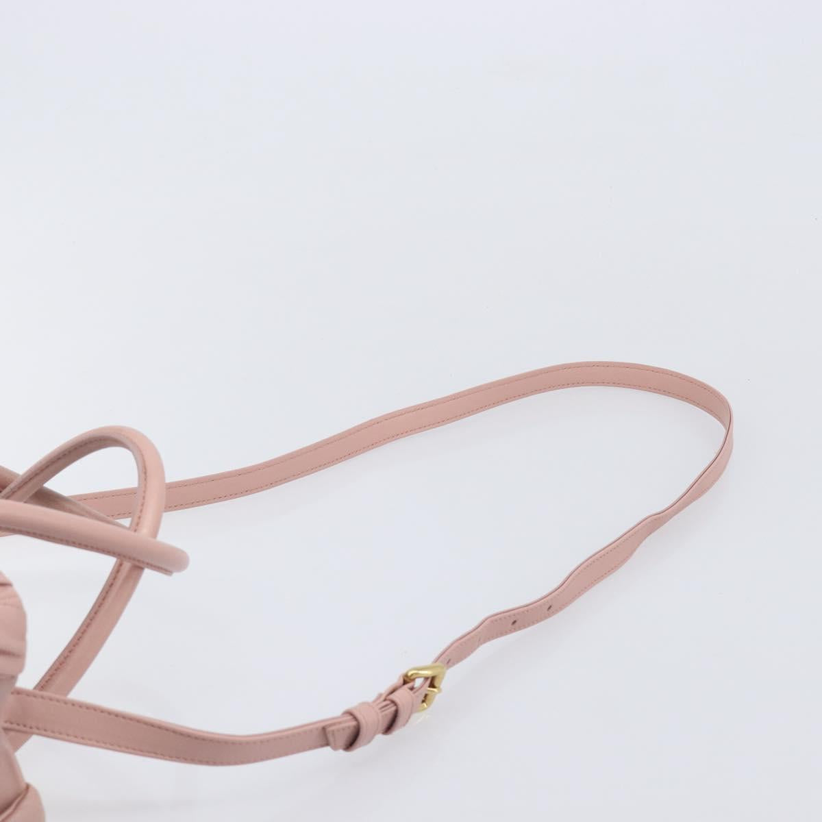 Miu Miu Matelasse Hand Bag Leather 2way Pink Gold Auth 167803M