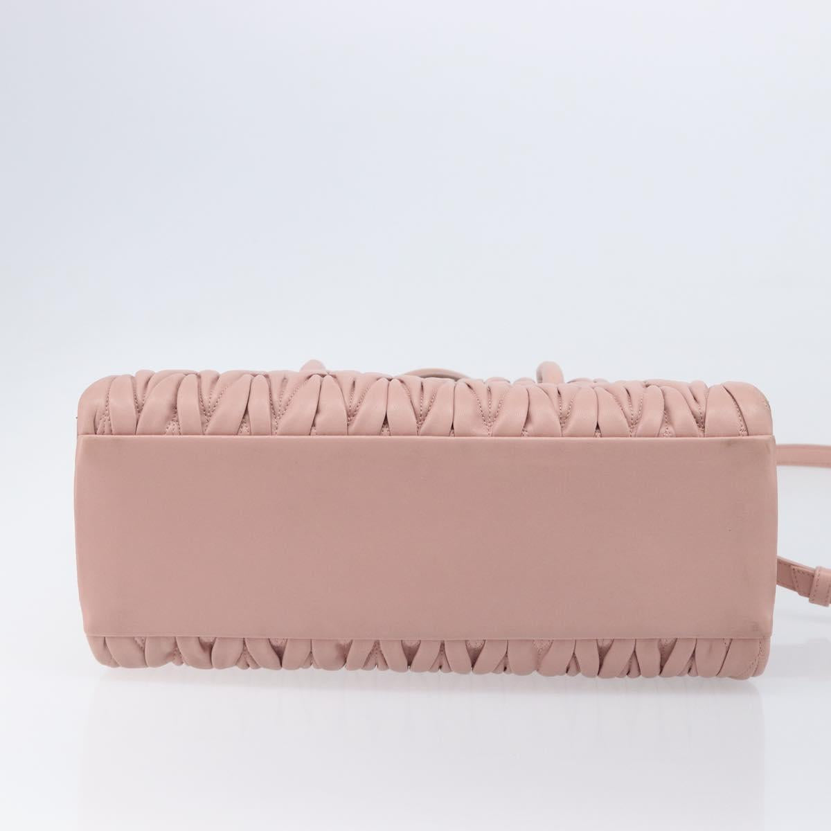 Miu Miu Matelasse Hand Bag Leather 2way Pink Gold Auth 167803M