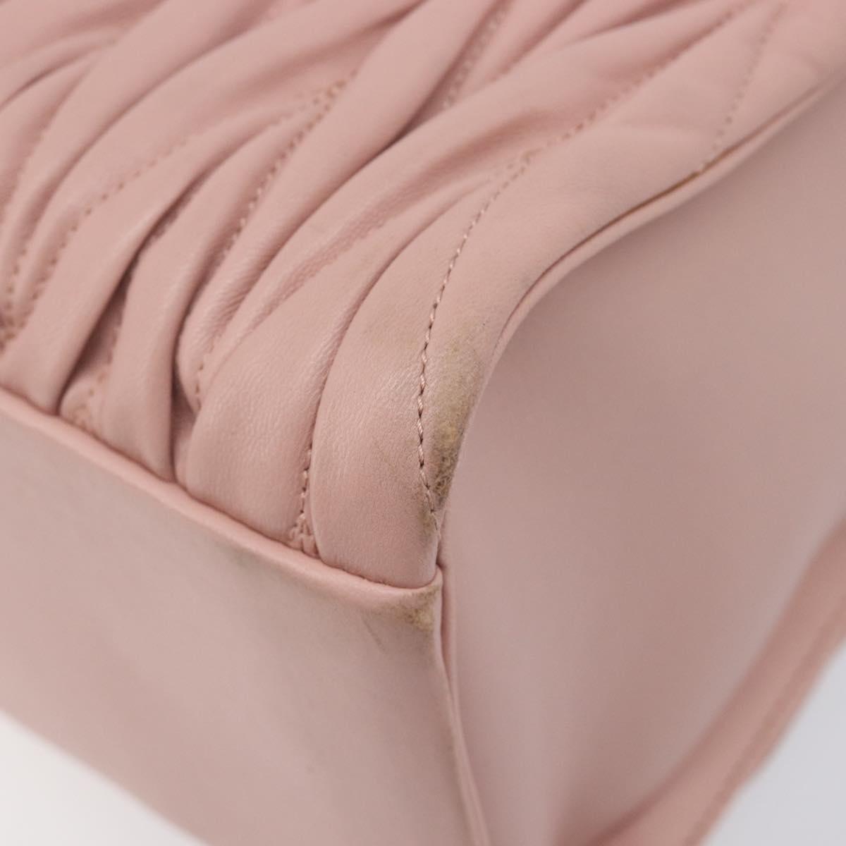 Miu Miu Matelasse Hand Bag Leather 2way Pink Gold Auth 167803M