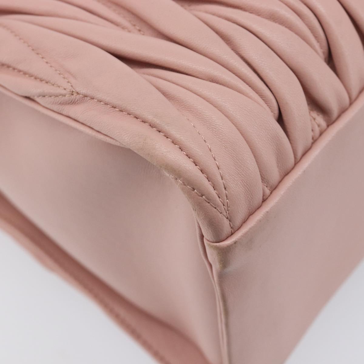 Miu Miu Matelasse Hand Bag Leather 2way Pink Gold Auth 167803M