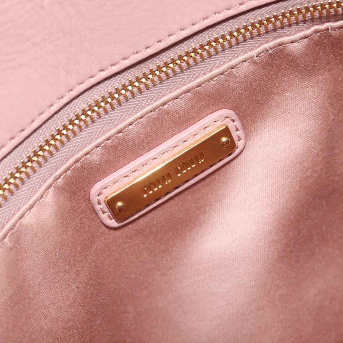 Miu Miu Matelasse Hand Bag Leather 2way Pink Gold Auth 167803M