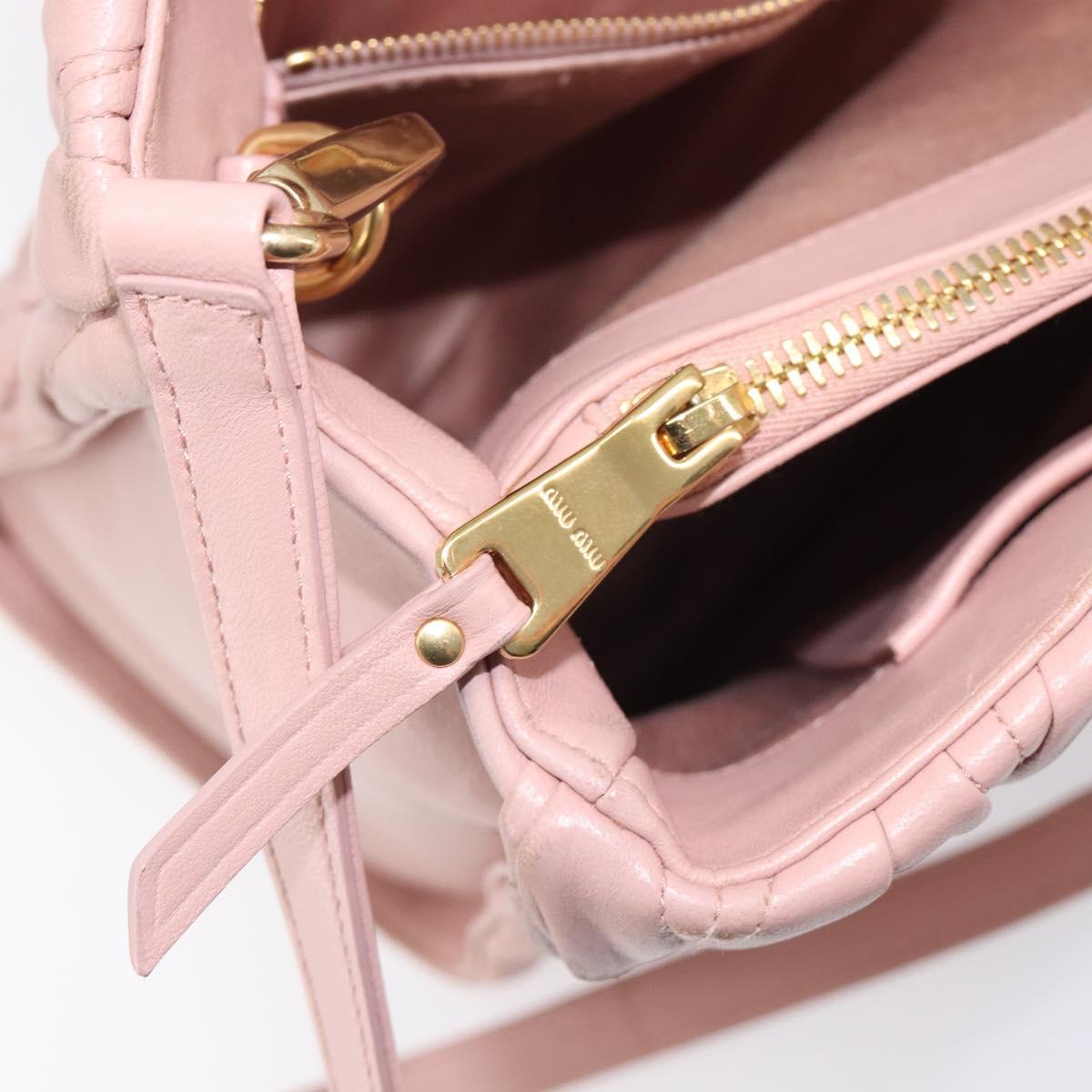 Miu Miu Matelasse Hand Bag Leather 2way Pink Gold Auth 167803M