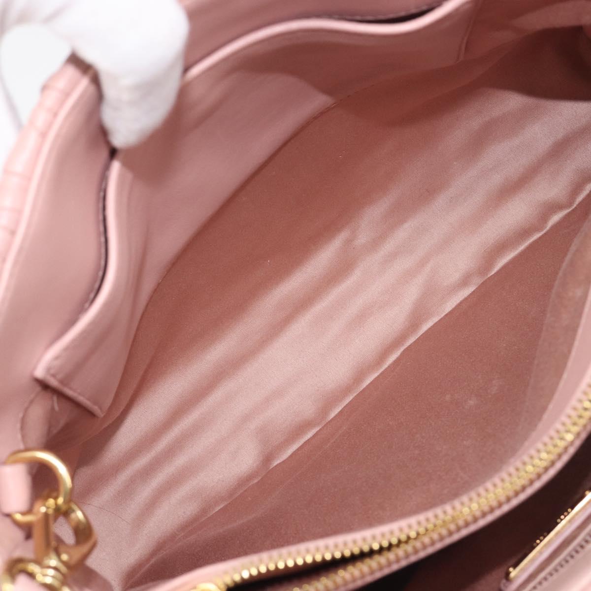 Miu Miu Matelasse Hand Bag Leather 2way Pink Gold Auth 167803M