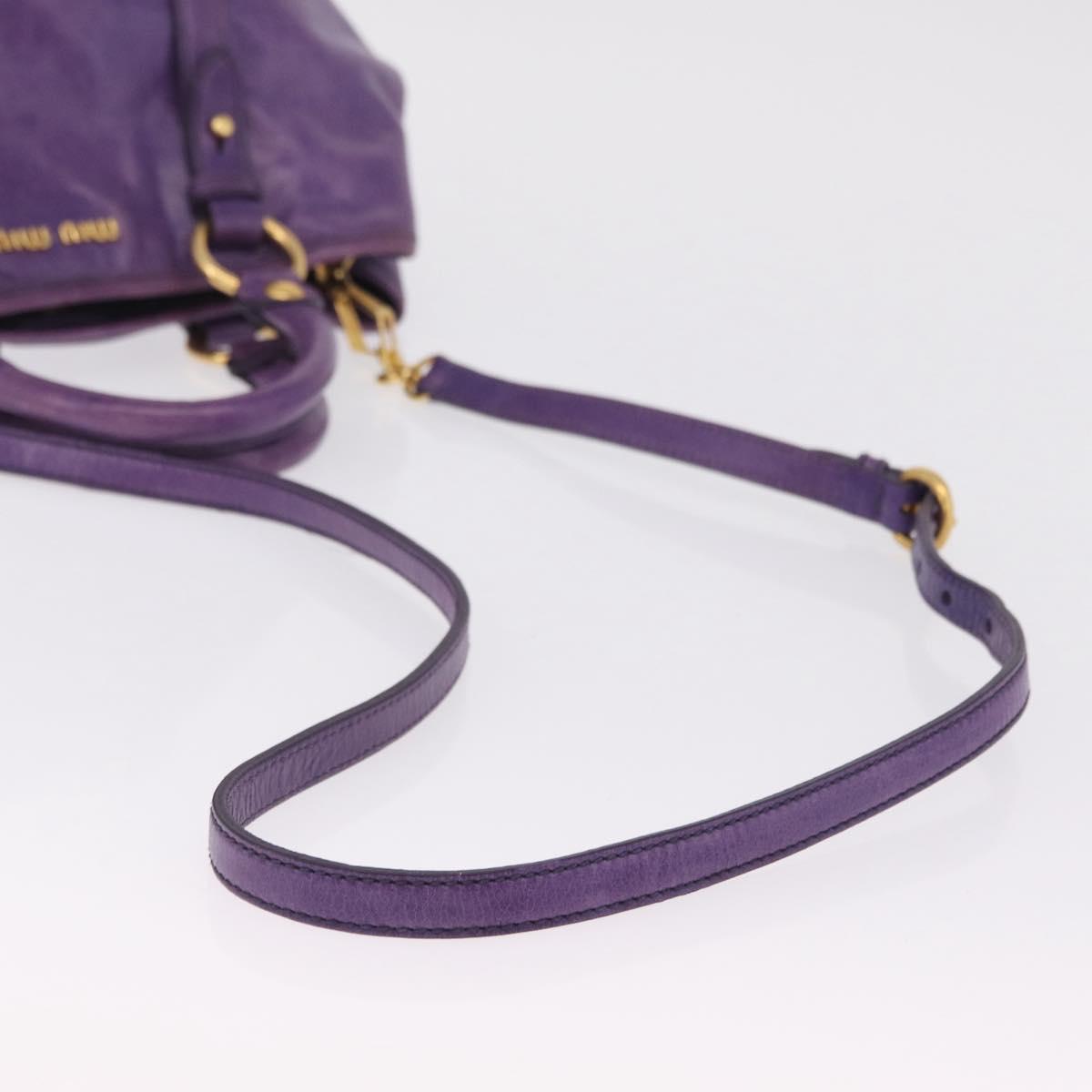 Miu Miu Hand Bag Leather 2way Purple Gold Auth 167804M