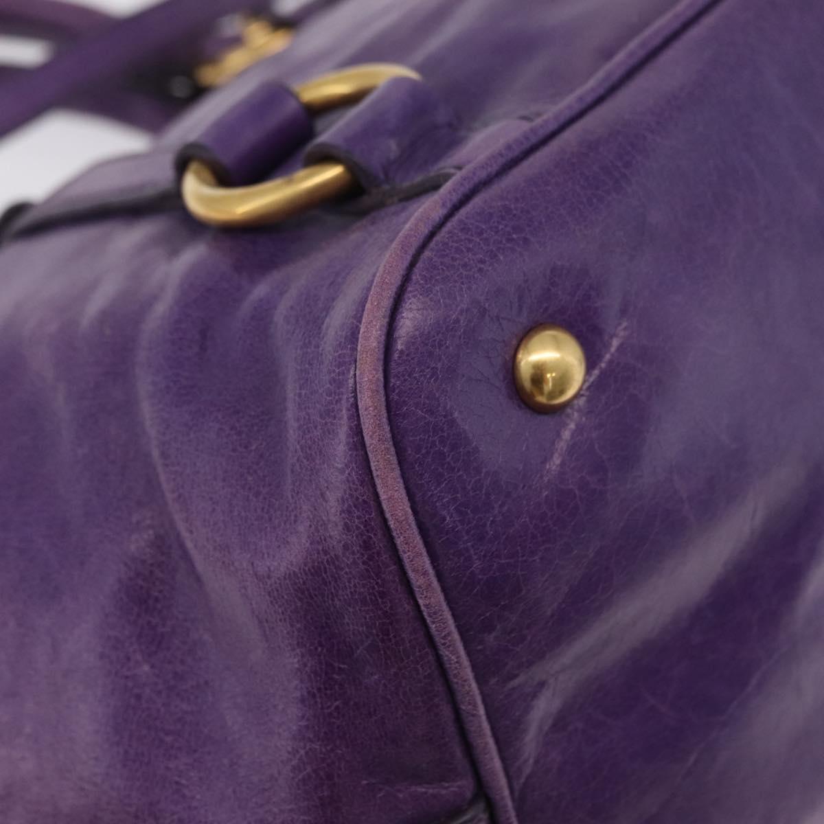 Miu Miu Hand Bag Leather 2way Purple Gold Auth 167804M