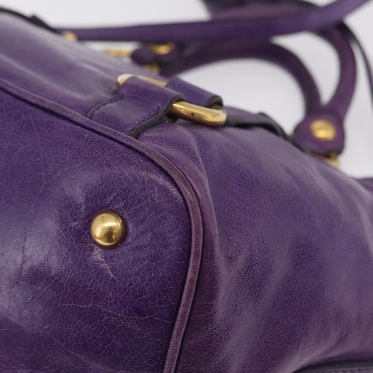 Miu Miu Hand Bag Leather 2way Purple Gold Auth 167804M