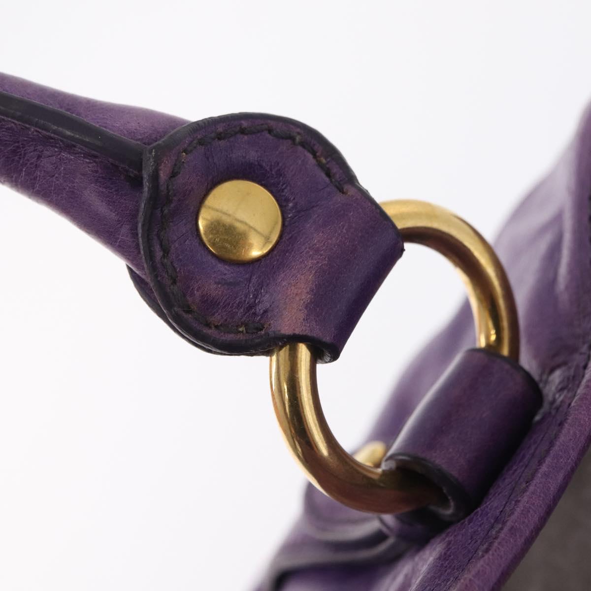 Miu Miu Hand Bag Leather 2way Purple Gold Auth 167804M