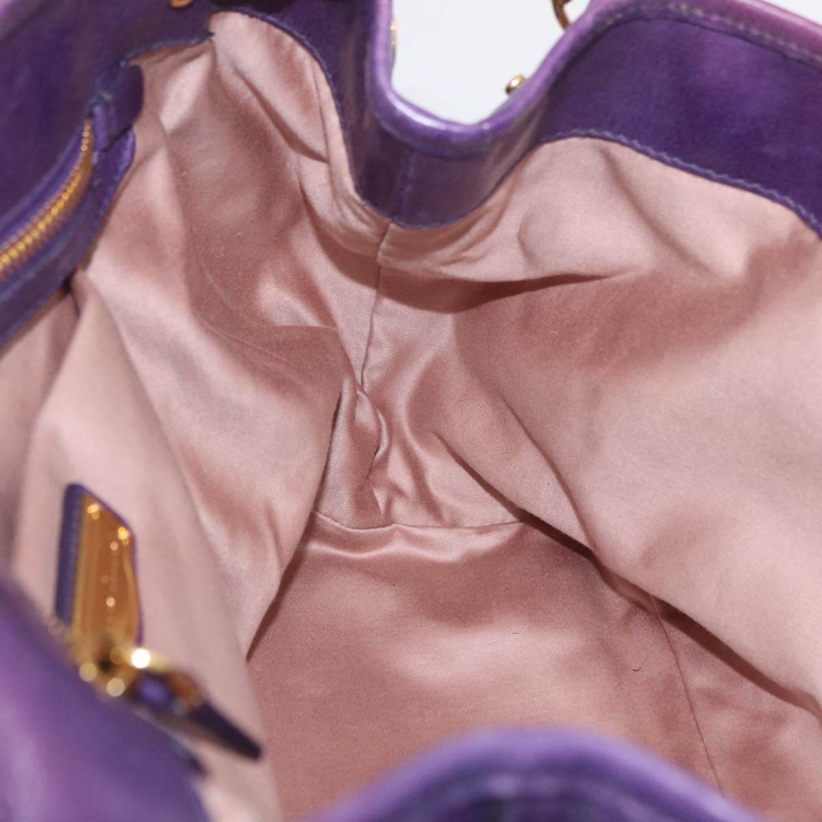 Miu Miu Hand Bag Leather 2way Purple Gold Auth 167804M