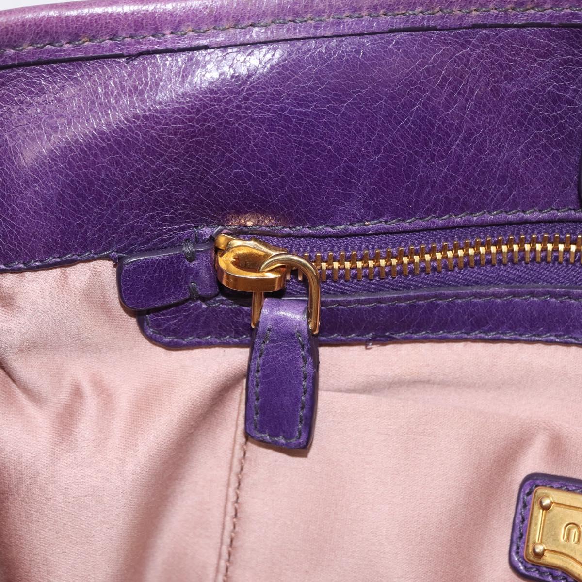 Miu Miu Hand Bag Leather 2way Purple Gold Auth 167804M