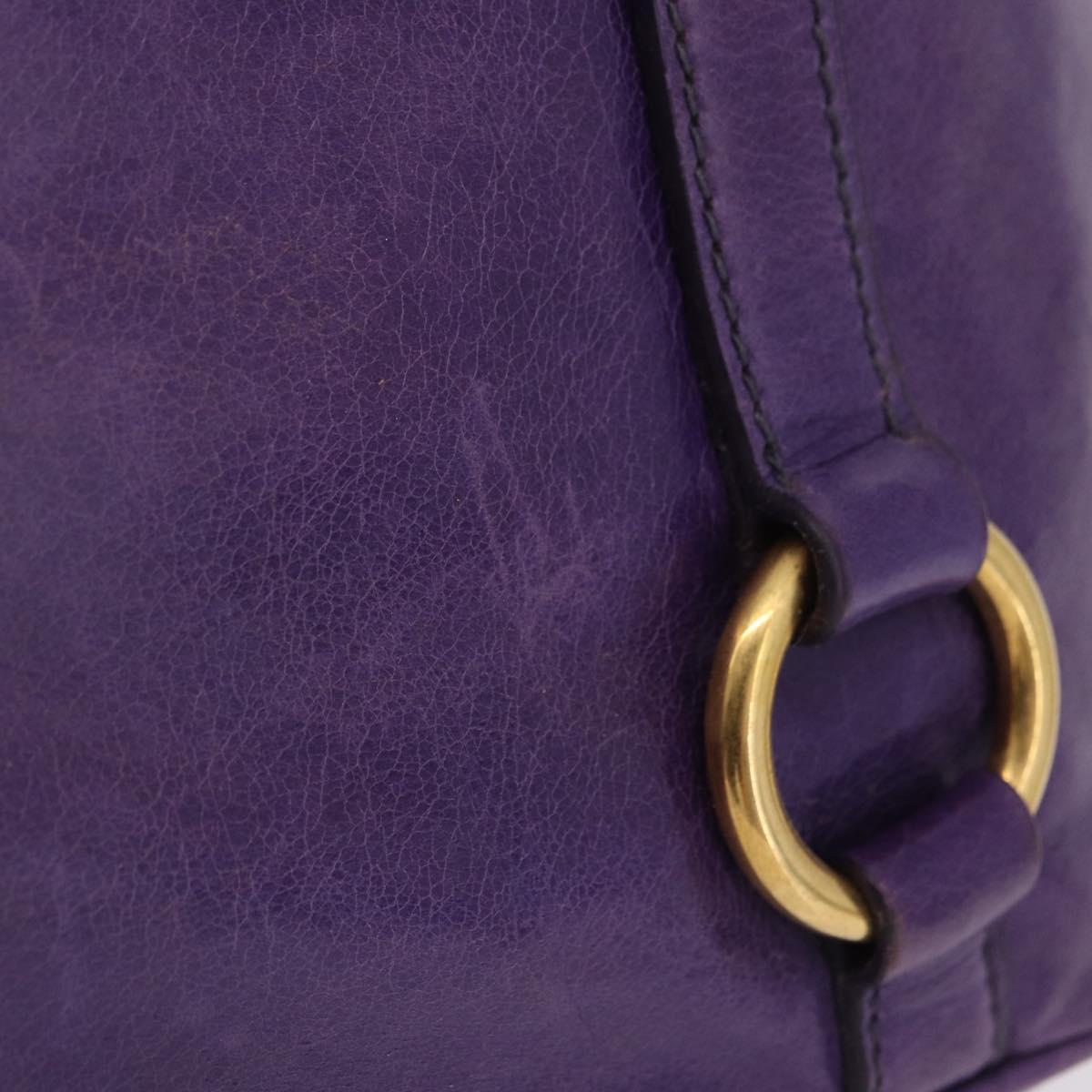 Miu Miu Hand Bag Leather 2way Purple Gold Auth 167804M