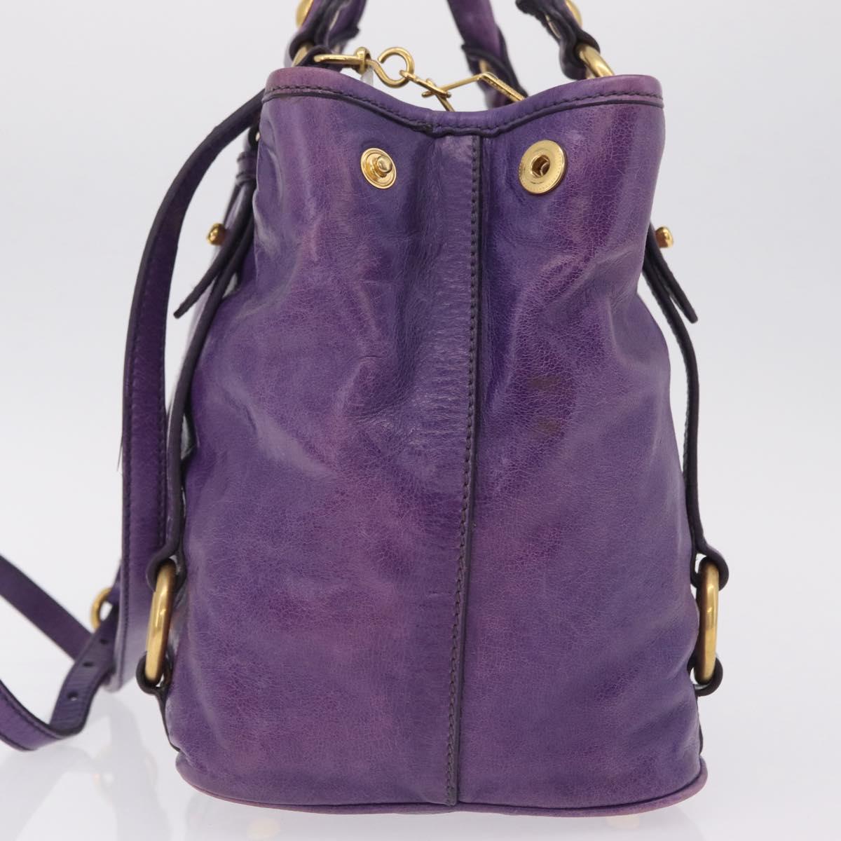 Miu Miu Hand Bag Leather 2way Purple Gold Auth 167804M