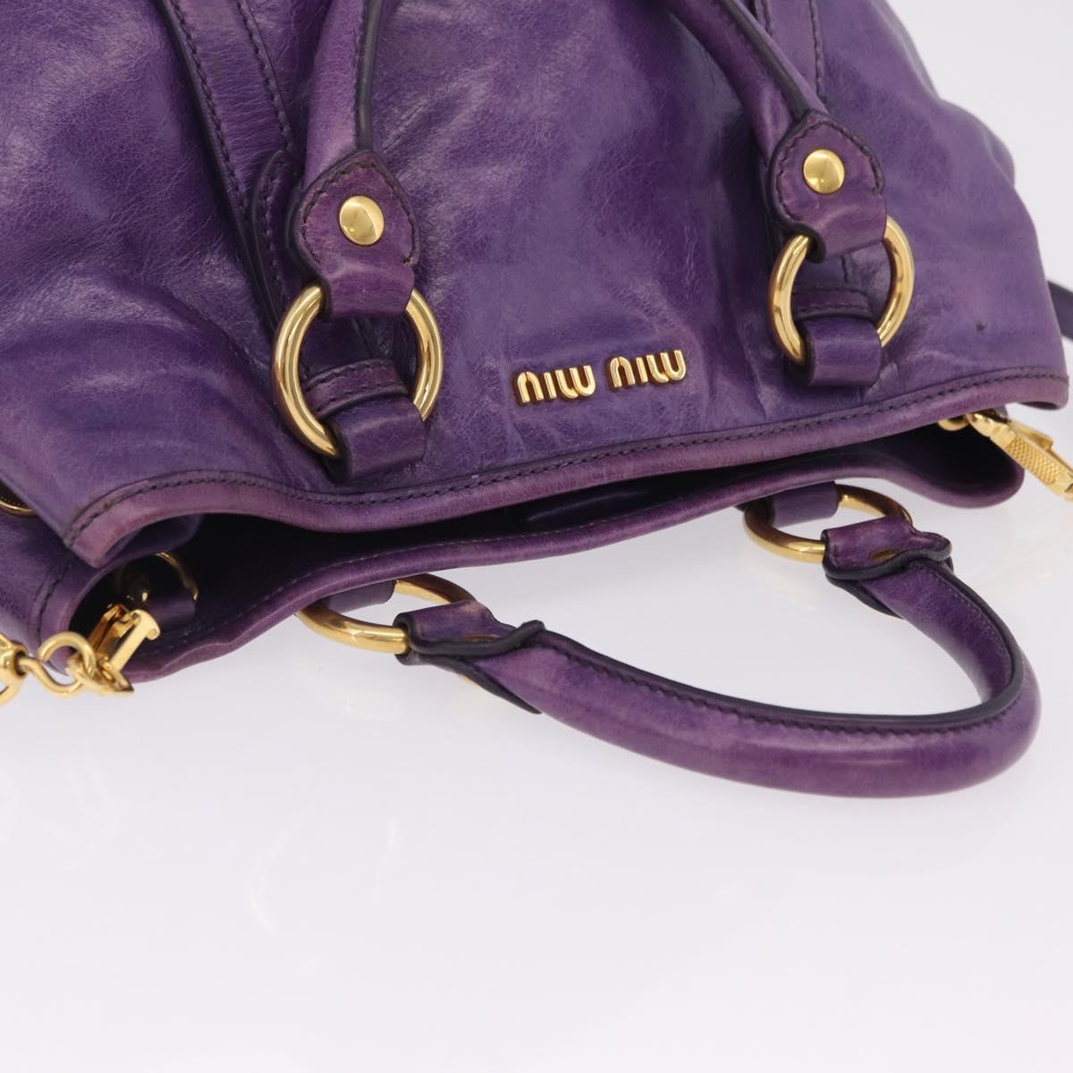 Miu Miu Hand Bag Leather 2way Purple Gold Auth 167804M