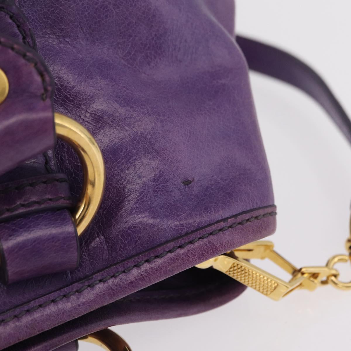 Miu Miu Hand Bag Leather 2way Purple Gold Auth 167804M