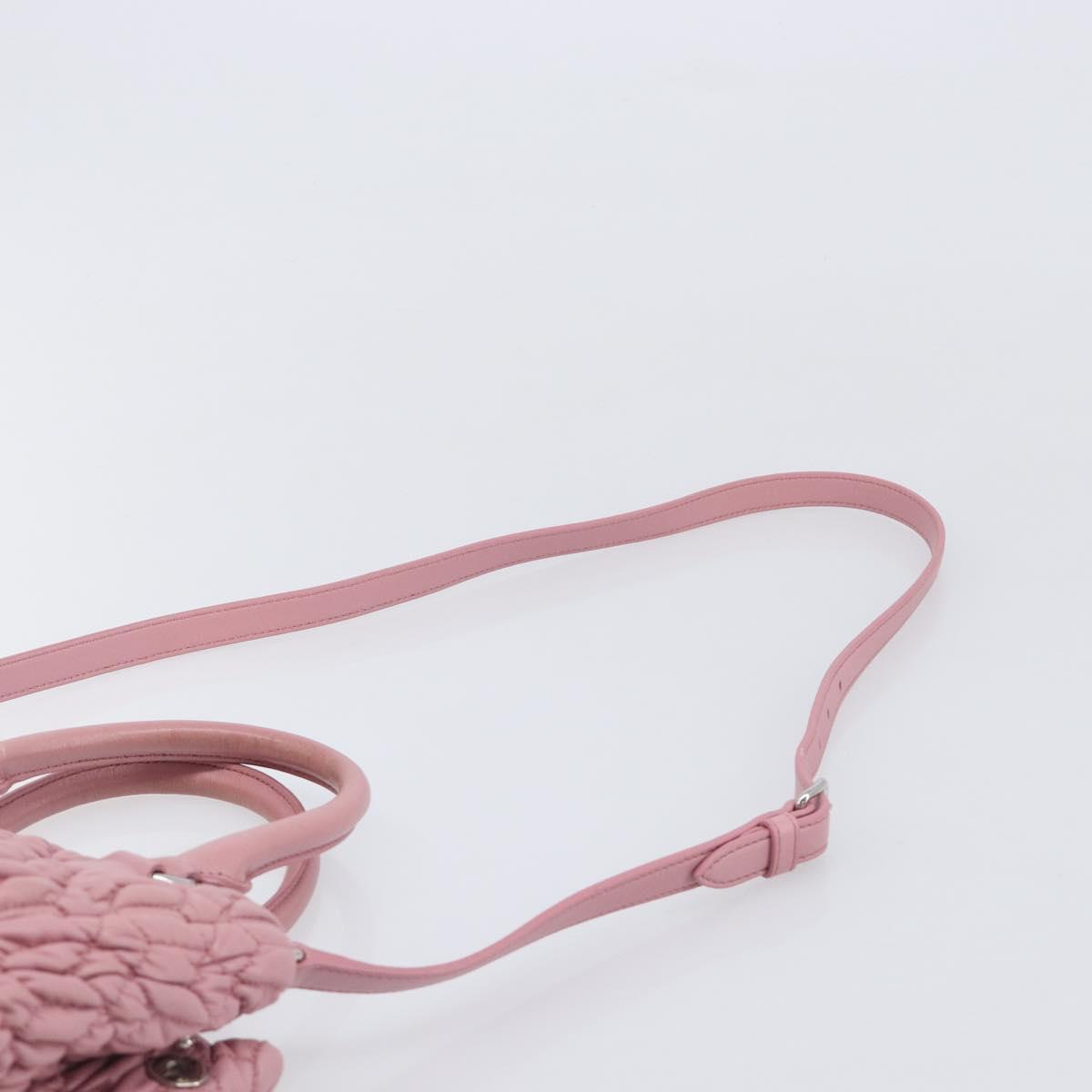 Miu Miu Matelasse Hand Bag Leather 2way Pink Silver Auth 167805M