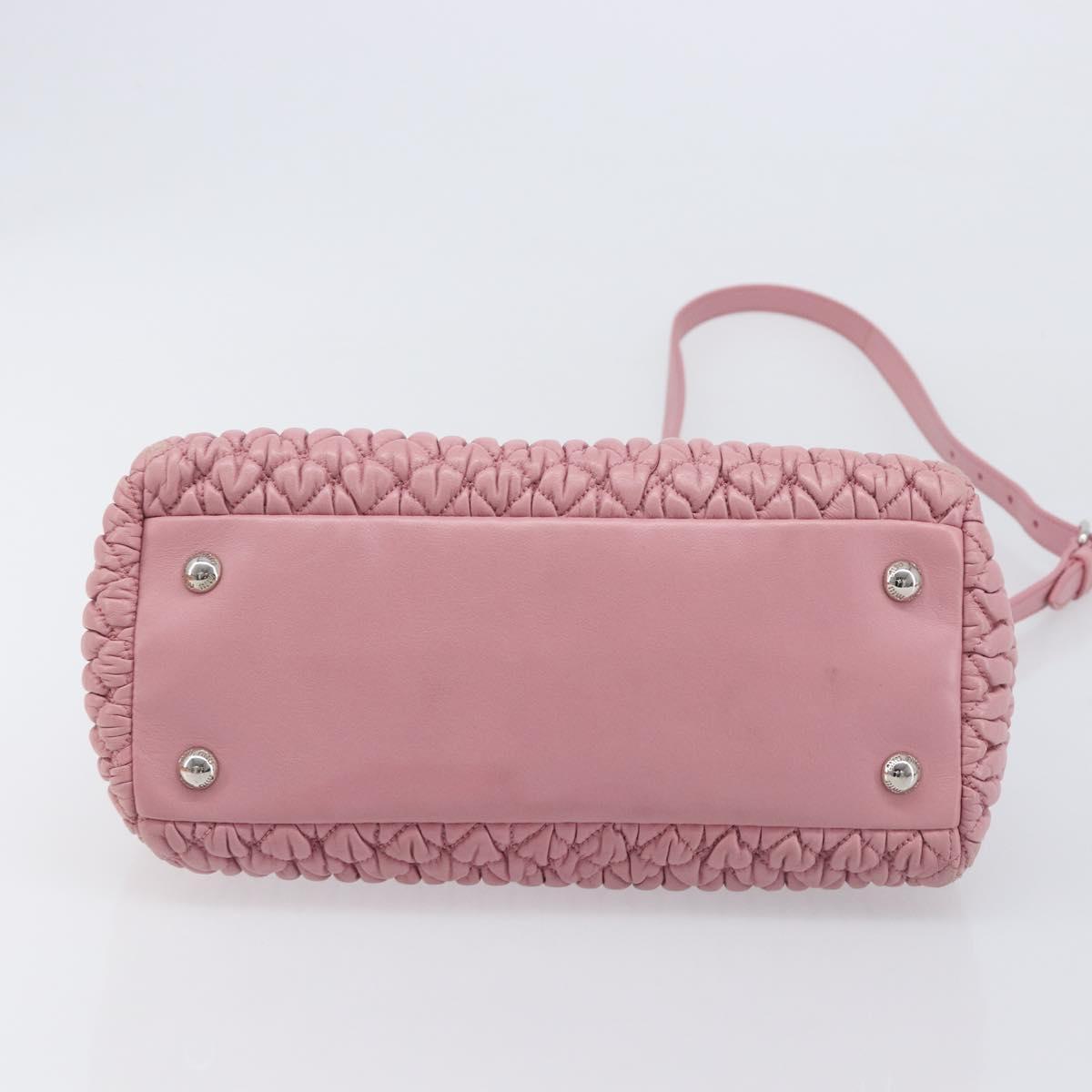 Miu Miu Matelasse Hand Bag Leather 2way Pink Silver Auth 167805M