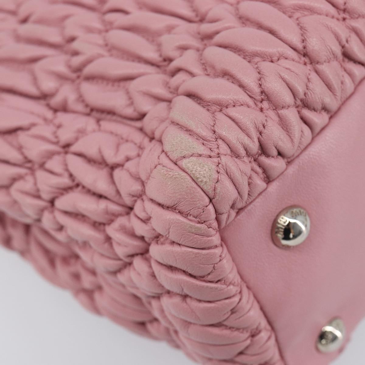 Miu Miu Matelasse Hand Bag Leather 2way Pink Silver Auth 167805M