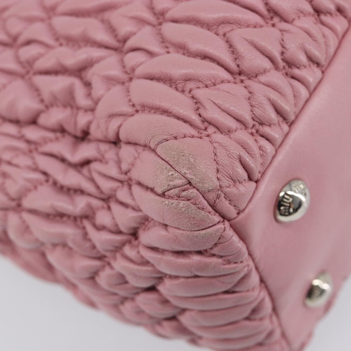 Miu Miu Matelasse Hand Bag Leather 2way Pink Silver Auth 167805M