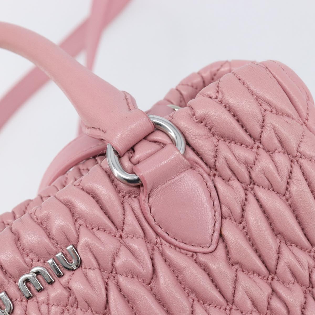 Miu Miu Matelasse Hand Bag Leather 2way Pink Silver Auth 167805M