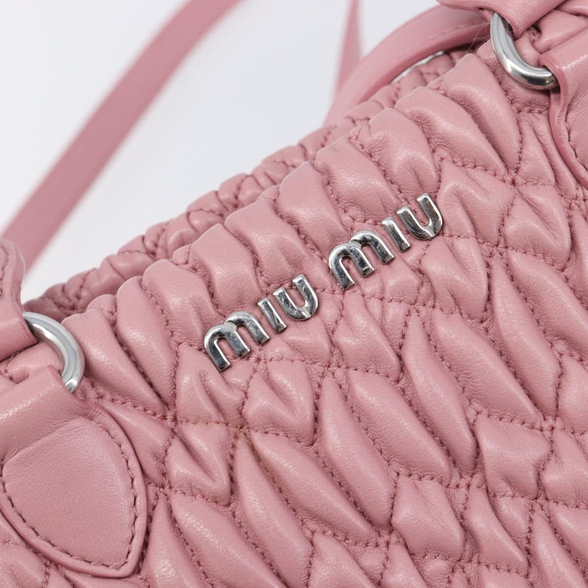 Miu Miu Matelasse Hand Bag Leather 2way Pink Silver Auth 167805M