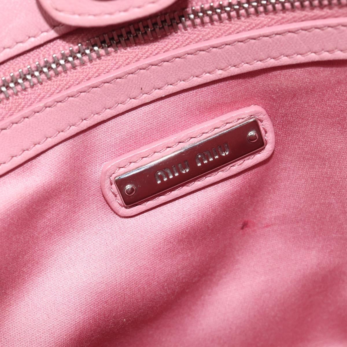 Miu Miu Matelasse Hand Bag Leather 2way Pink Silver Auth 167805M