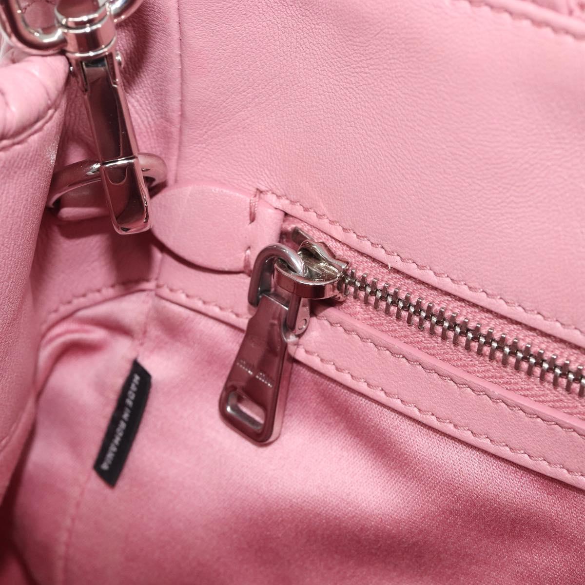 Miu Miu Matelasse Hand Bag Leather 2way Pink Silver Auth 167805M