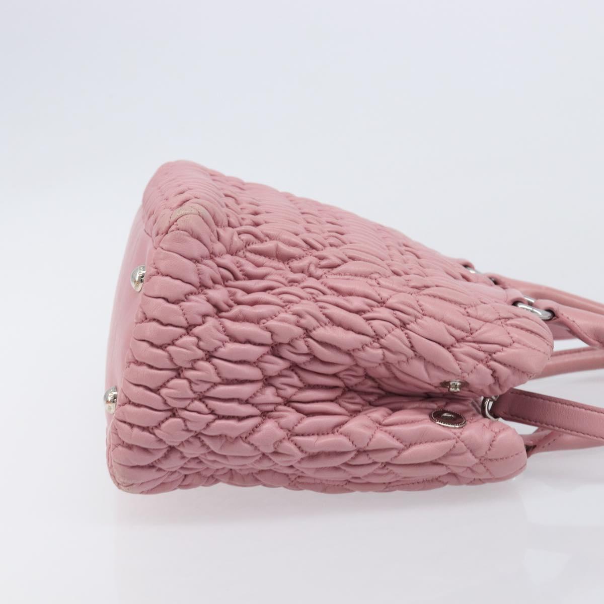 Miu Miu Matelasse Hand Bag Leather 2way Pink Silver Auth 167805M