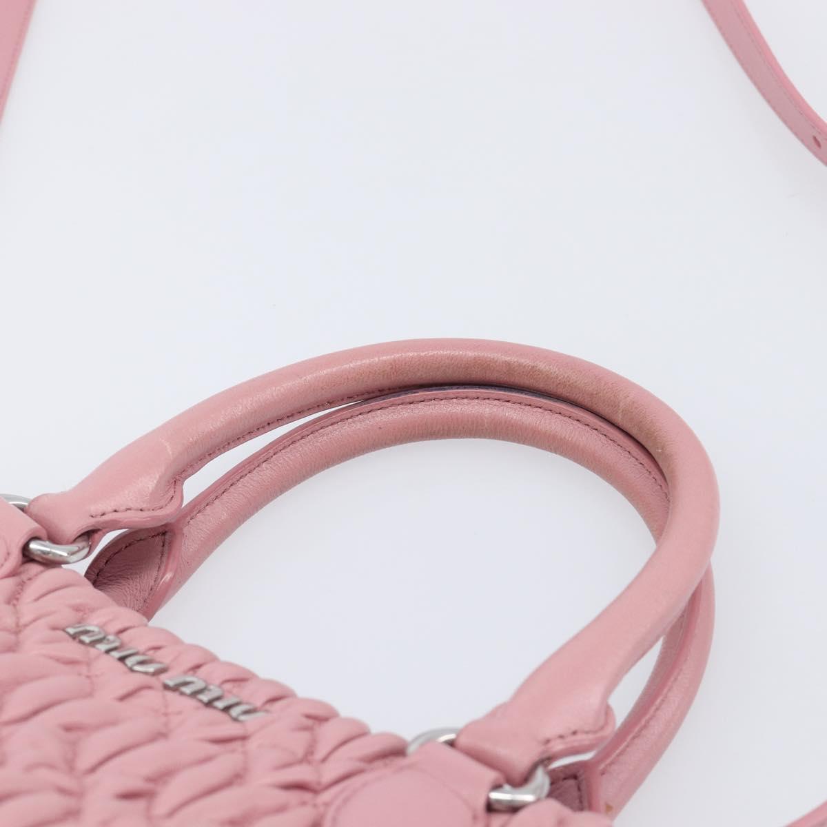 Miu Miu Matelasse Hand Bag Leather 2way Pink Silver Auth 167805M