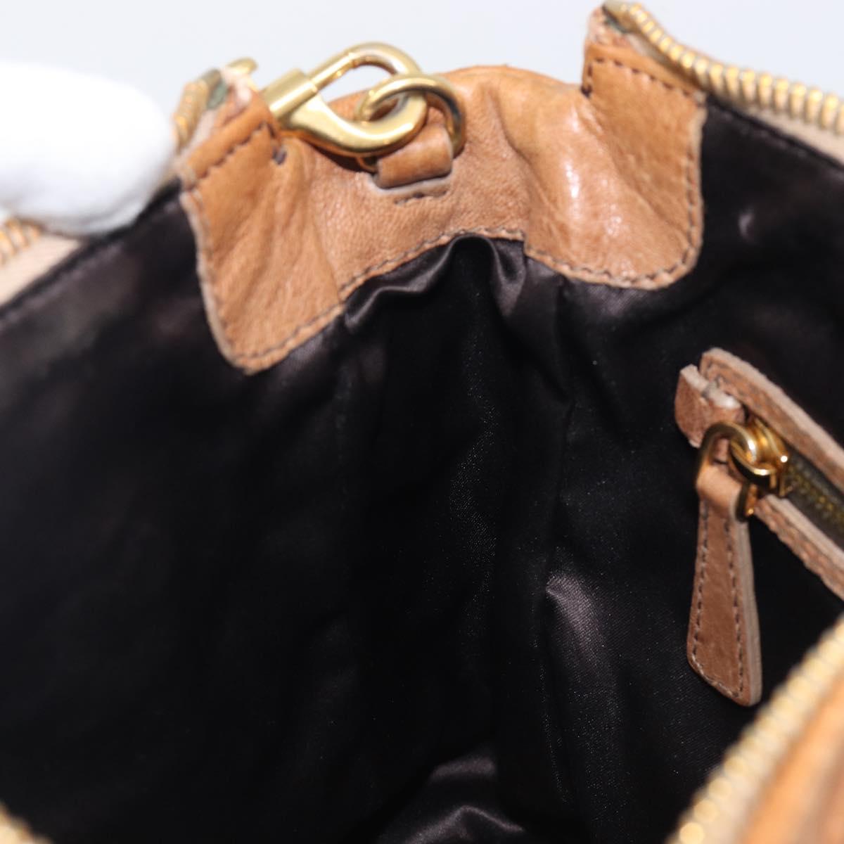 Miu Miu Hand Bag Leather 2way Brown Gold Auth 167806M