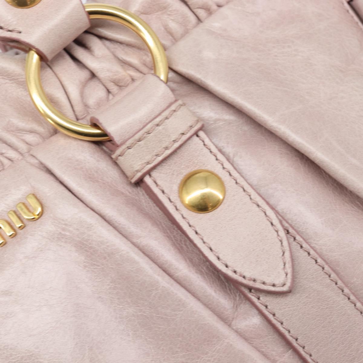 Miu Miu Hand Bag Leather 2way Pink Gold Auth 167808M