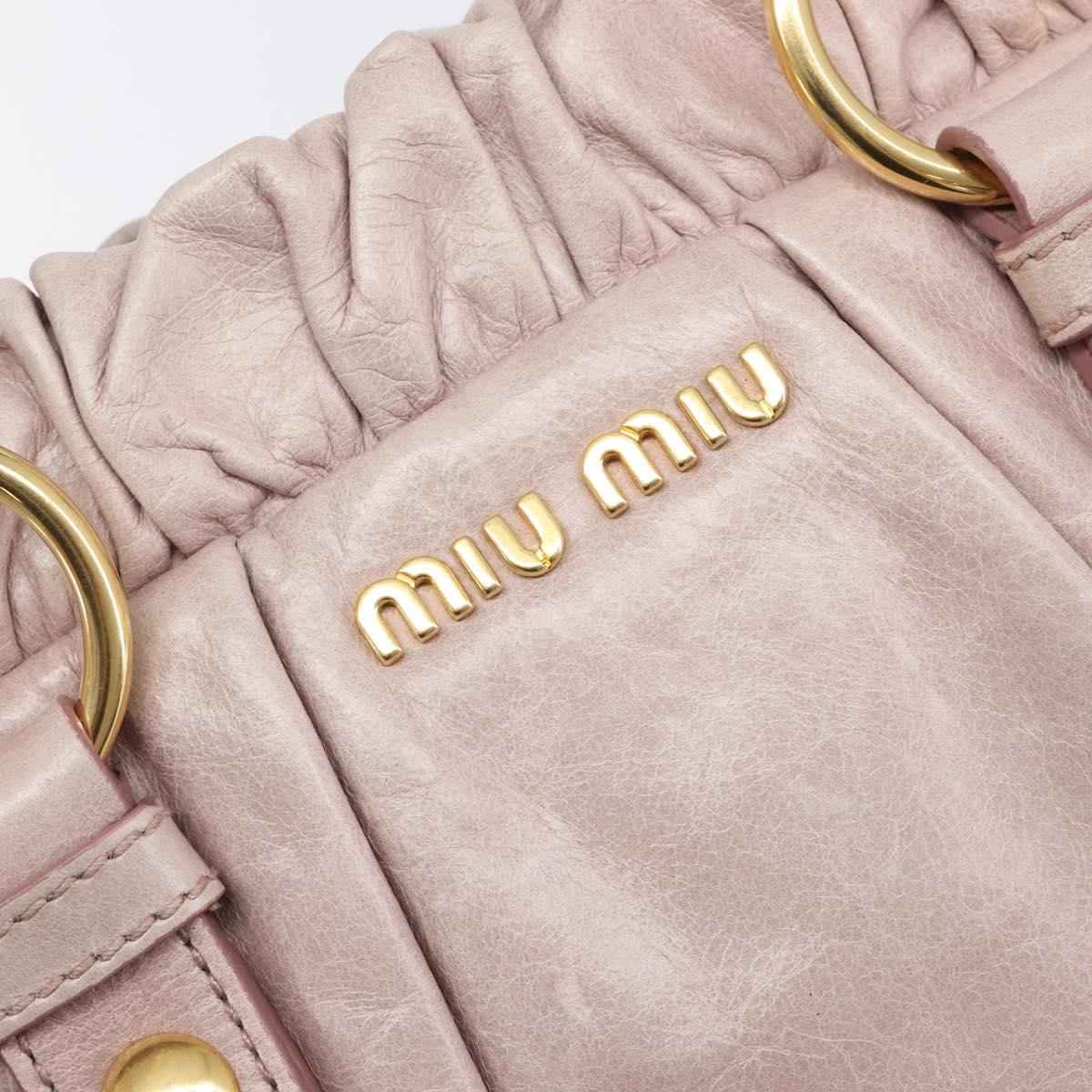 Miu Miu Hand Bag Leather 2way Pink Gold Auth 167808M