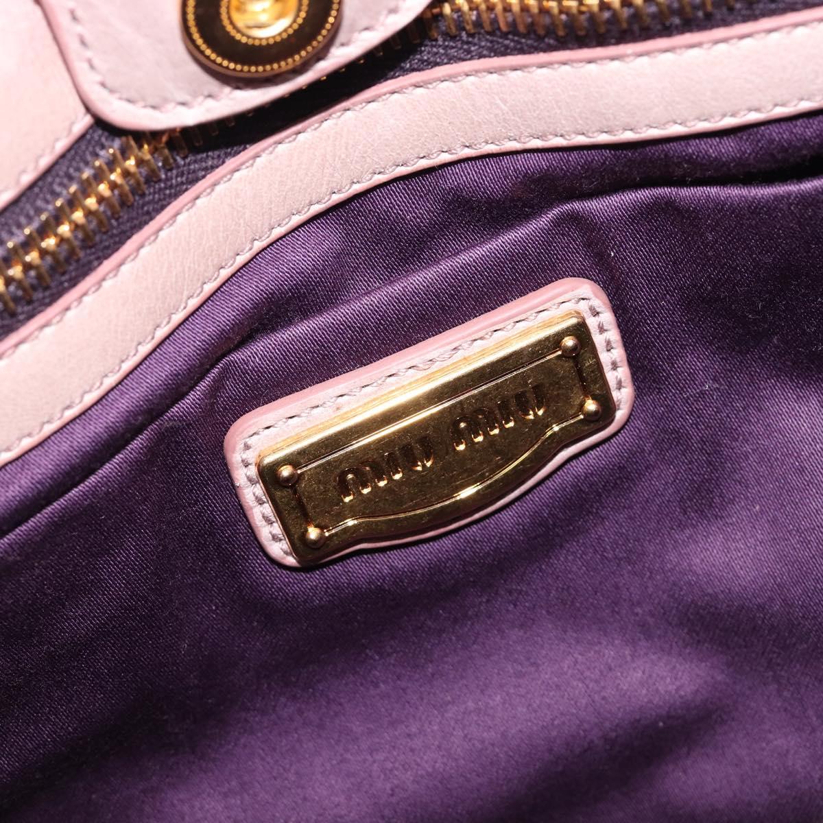 Miu Miu Hand Bag Leather 2way Pink Gold Auth 167808M