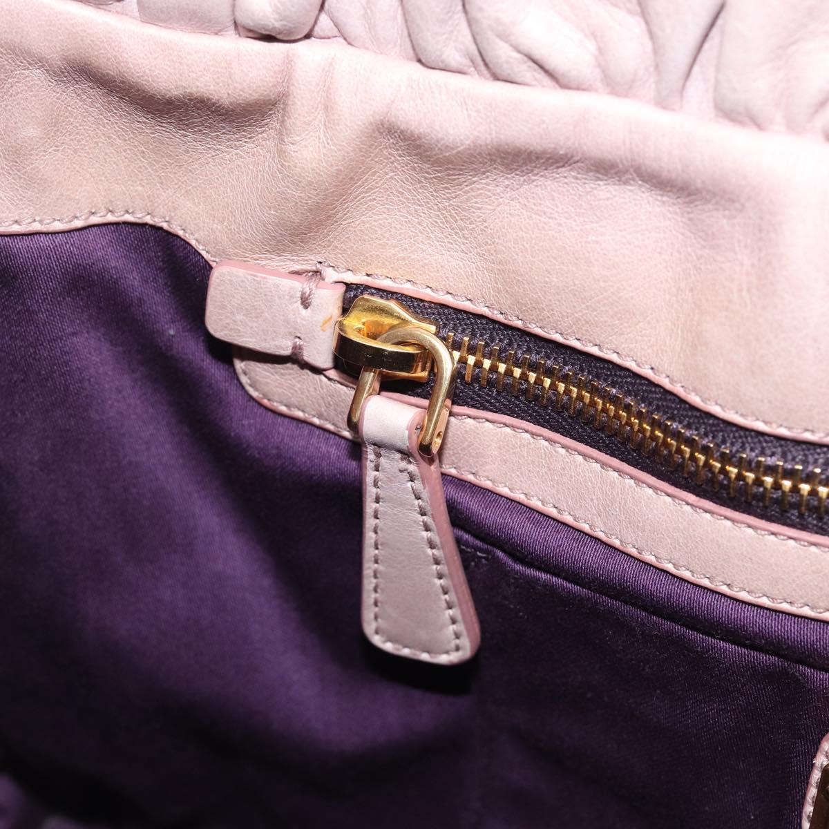 Miu Miu Hand Bag Leather 2way Pink Gold Auth 167808M