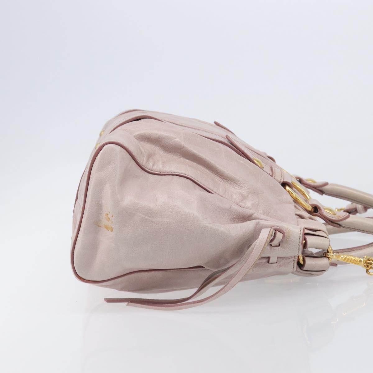 Miu Miu Hand Bag Leather 2way Pink Gold Auth 167808M