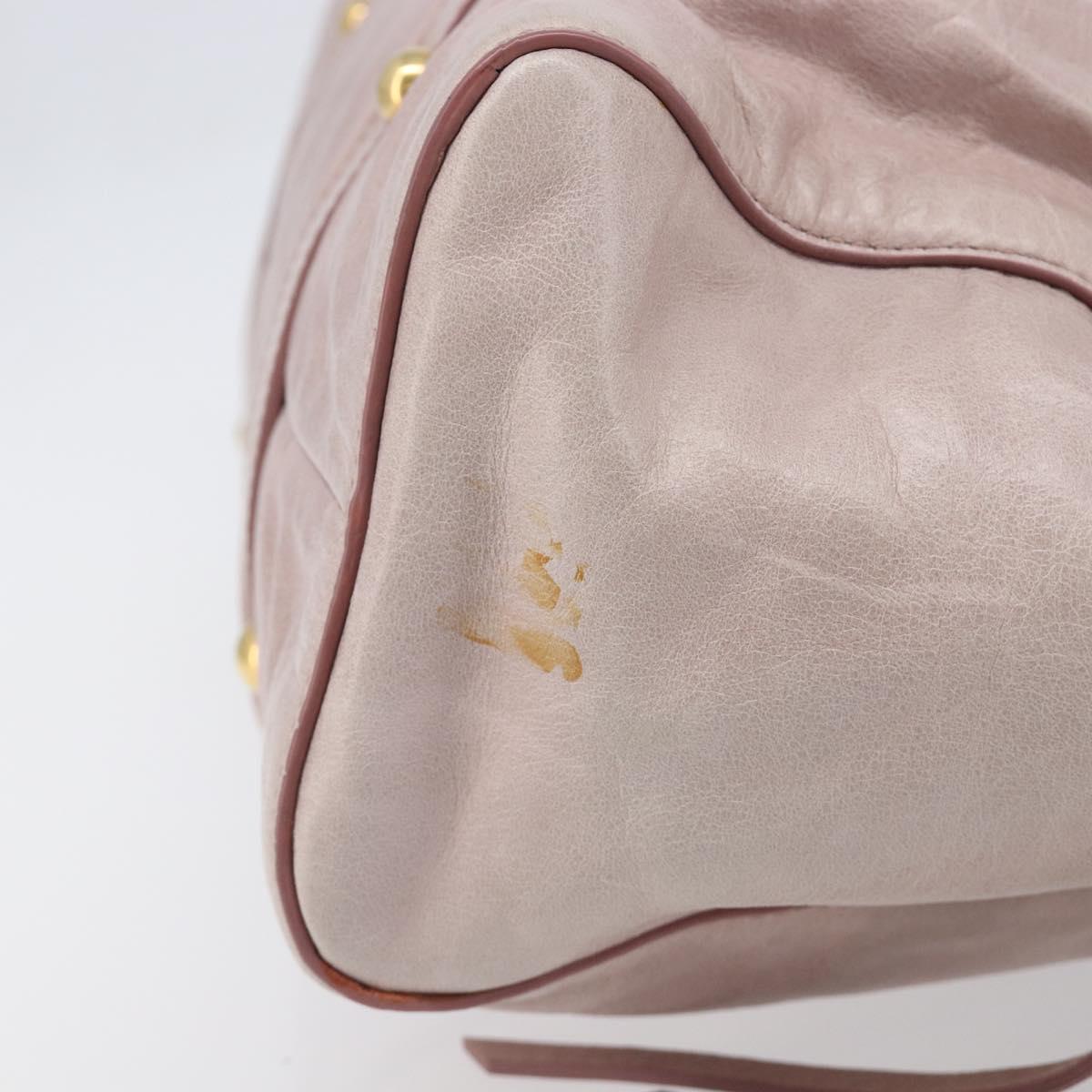 Miu Miu Hand Bag Leather 2way Pink Gold Auth 167808M
