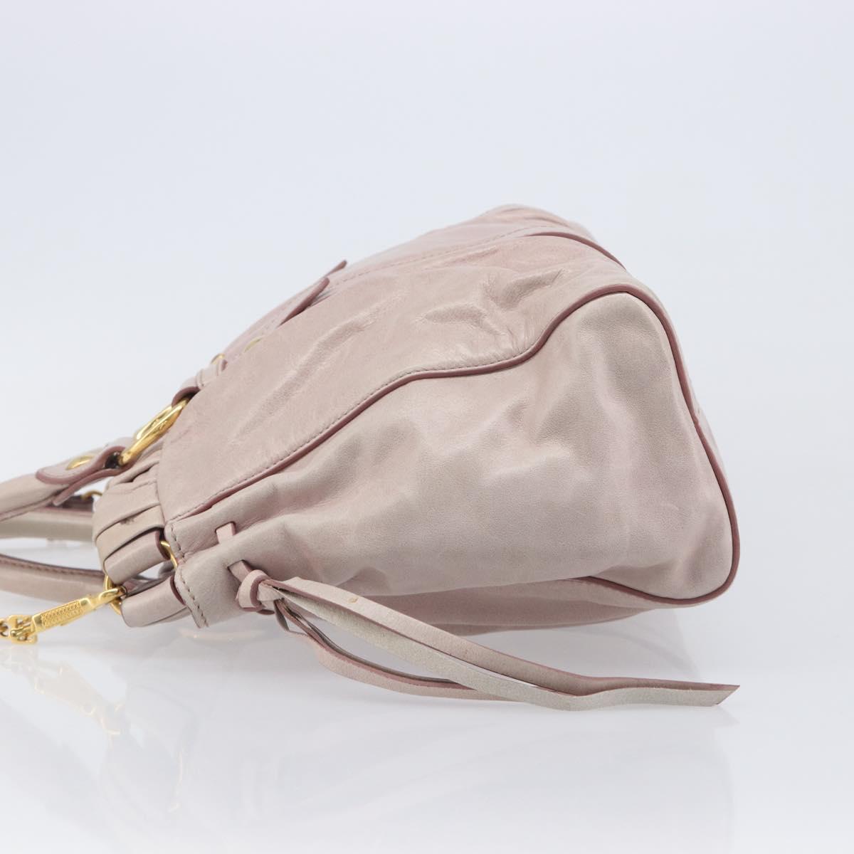 Miu Miu Hand Bag Leather 2way Pink Gold Auth 167808M