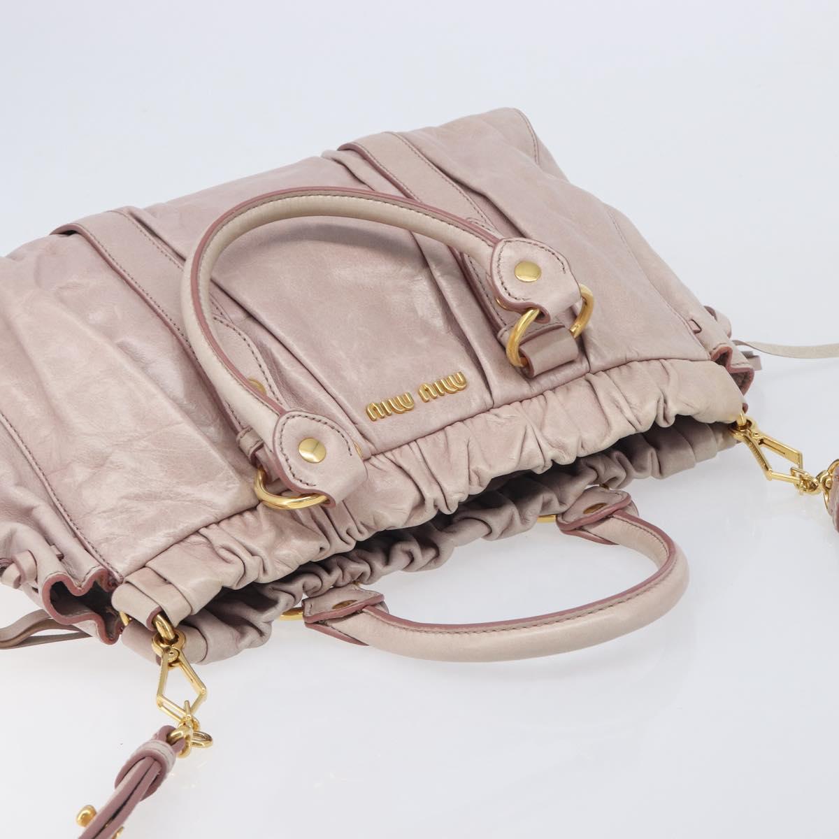 Miu Miu Hand Bag Leather 2way Pink Gold Auth 167808M