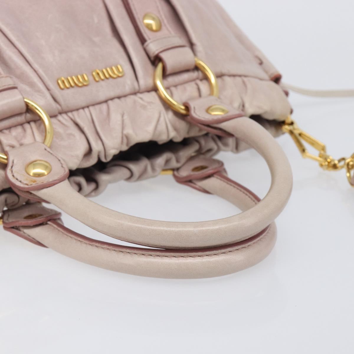 Miu Miu Hand Bag Leather 2way Pink Gold Auth 167808M
