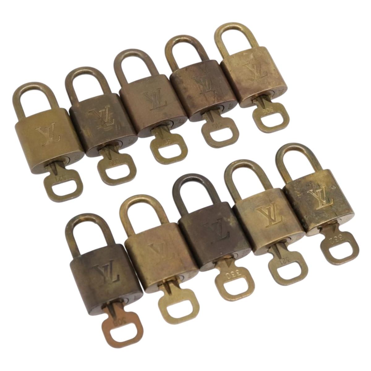 LOUIS VUITTON Padlock Metal 10 Set Gold Tone LV Auth 167809