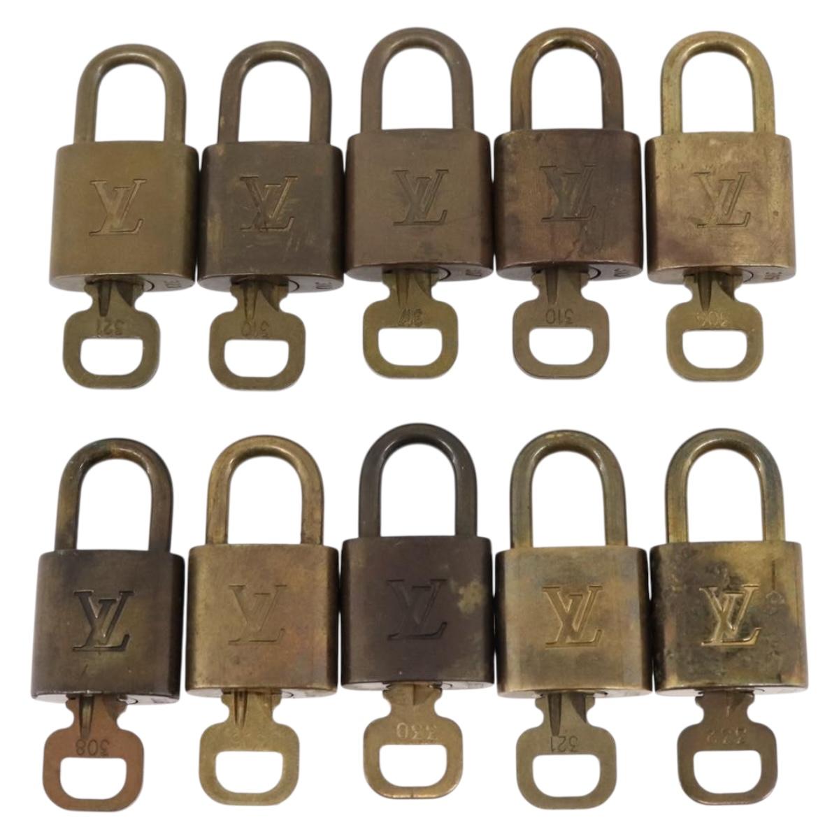 LOUIS VUITTON Padlock Metal 10 Set Gold Tone LV Auth 167809
