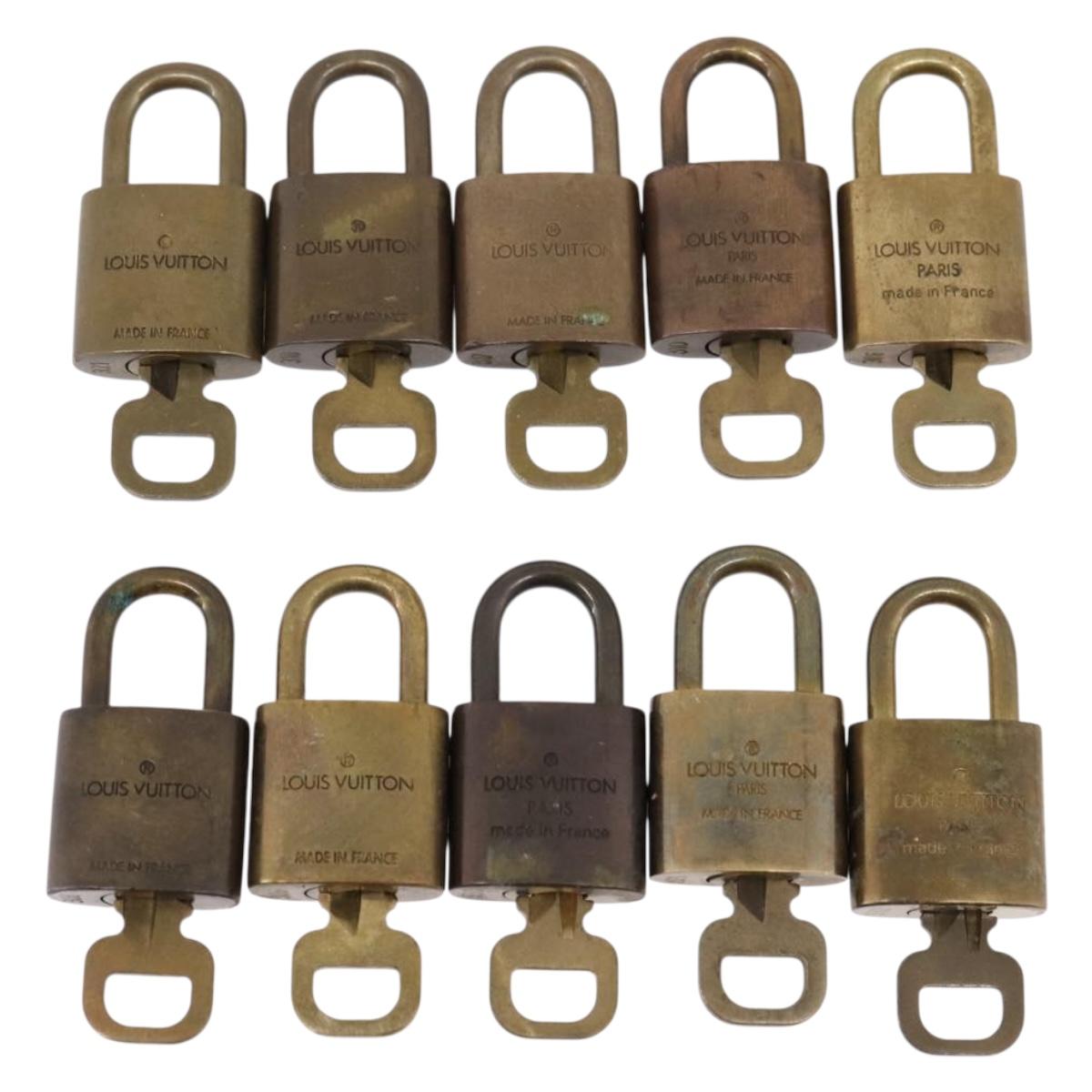 LOUIS VUITTON Padlock Metal 10 Set Gold Tone LV Auth 167809