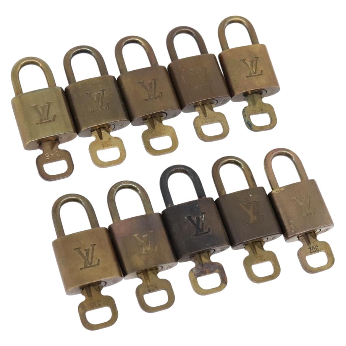 LOUIS VUITTON Padlock Metal 10 Set Gold Tone LV Auth 167810
